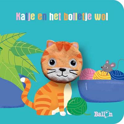 Kartonboek met vingerpopje: Katje en het bolletje wolKartonboek