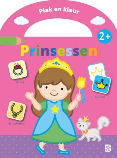 Stickerkoffertjes: Plak en kleur Prinsessen 2+Softcover